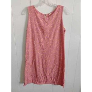 iCloth | Pink Yellow Floral Sleeveless Knee Length Cotton Dress Medium